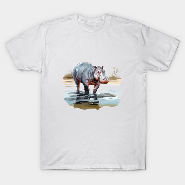 River Hippopotamus T-Shirt by zooleisurelife